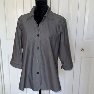 Foxcroft Gray Button-Front Collared Shirt